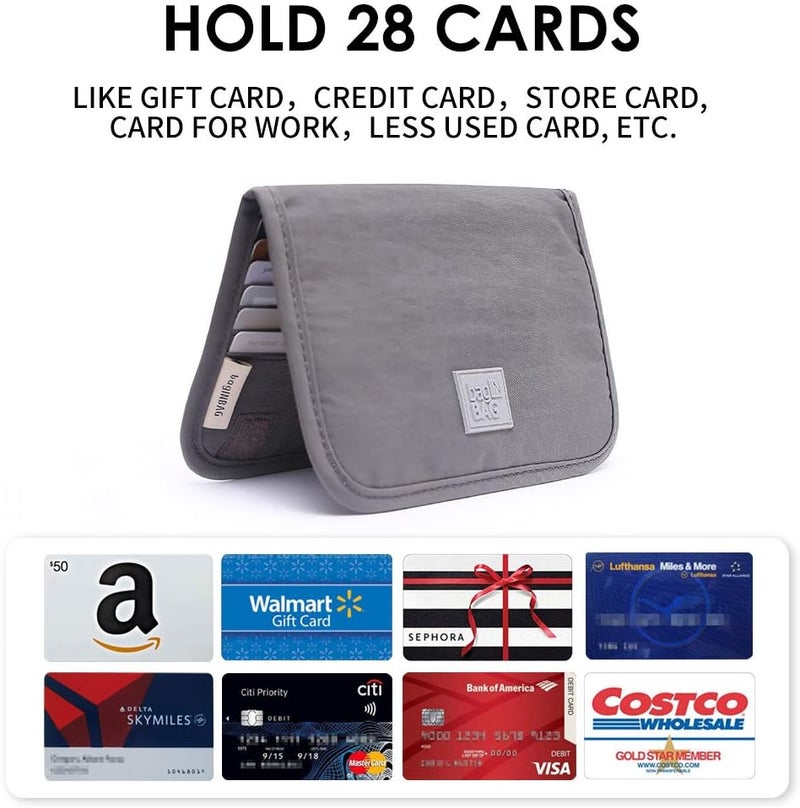 in . Slim credit card holder wallet, Gift card display case, Minimalist light thin card storage case rfid blocking for men & women, with 28 slots Grey - Image 2